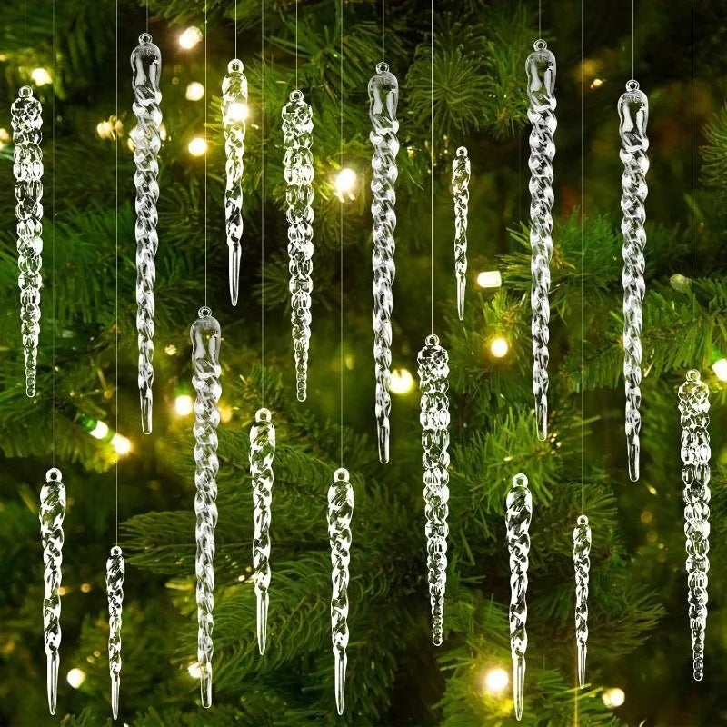 24Pcs Clear Acrylic Icicle Christmas Tree Ornaments | 4 Styles Christmas Tree Ornaments Nixie