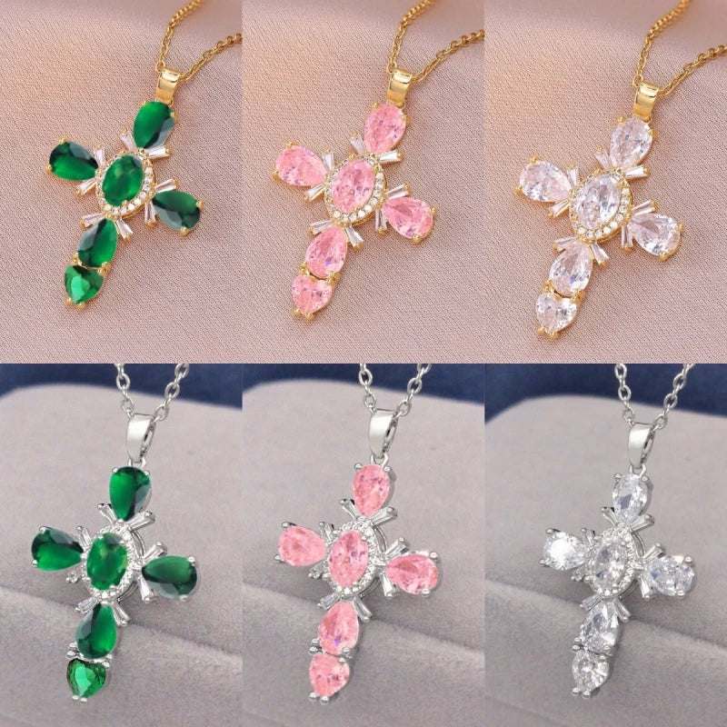 Cross Pendant Necklace for Women – Copper & Stainless Steel Pendant Necklace Nixie