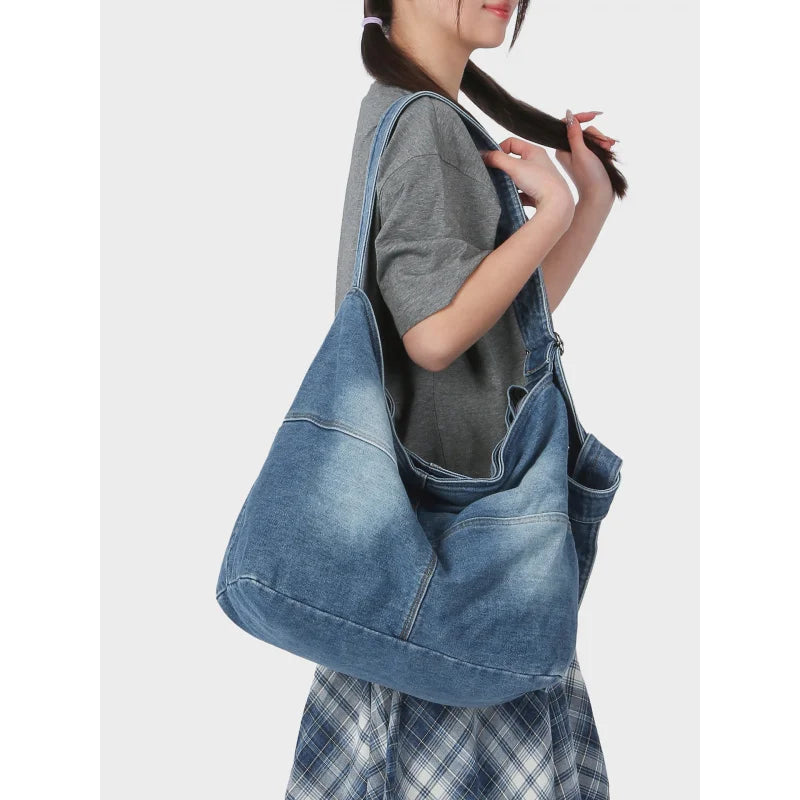 Nixie Japanese Denim Crossbody Bag – Large Capacity Casual Denim Crossbody Bag Nixie