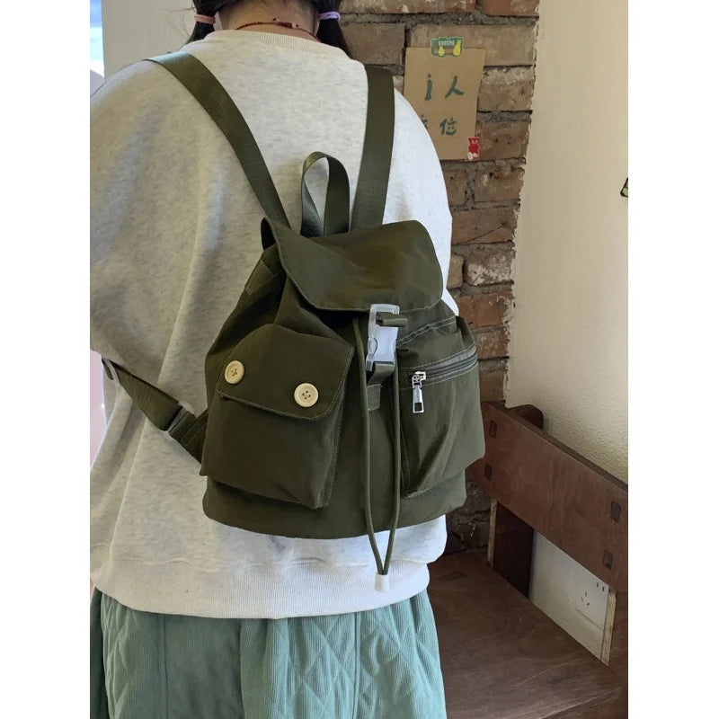 Korean-Style Nylon Backpack – Casual College Travel Bag Nylon Backpack Nixie