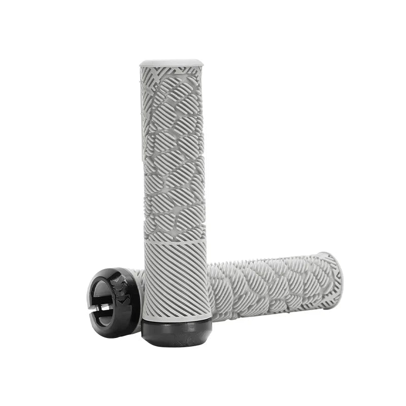 ENLEE TPE MTB Lock-On Handlebar Grips – Anti-Slip Bike Grips MTB Handlebar Grips Nixie Light Gray
