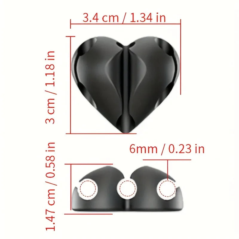 2PCS Heart-Shaped Self-Adhesive Cable Organizer – 3-Hole Cable Organizer Nixie