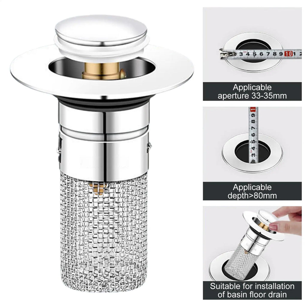 Stainless Steel Pop-Up Sink Drain Stopper & Hair Catcher Sink Drain Stopper Nixie
