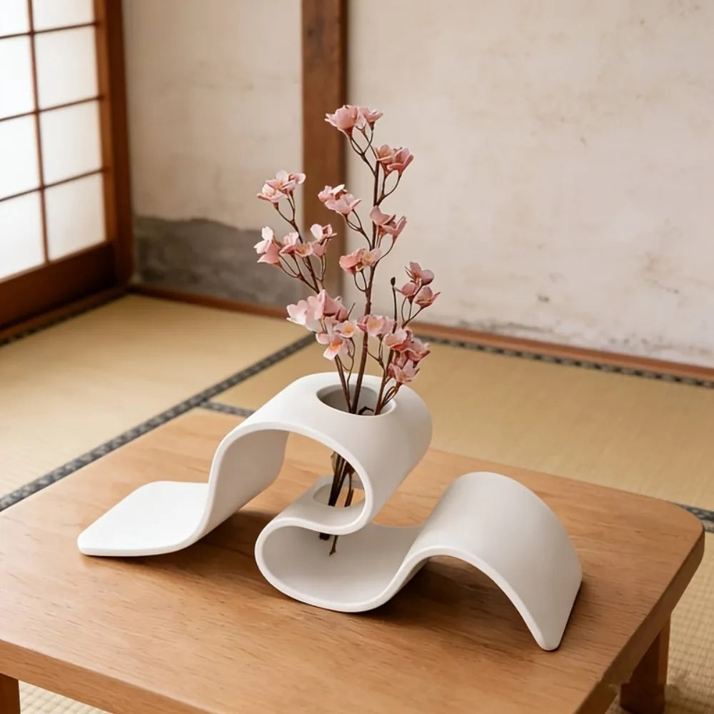 Modern Minimalist Curve Vase | Nordic Dried Flower Rack Décor Decorative Vase Nixie