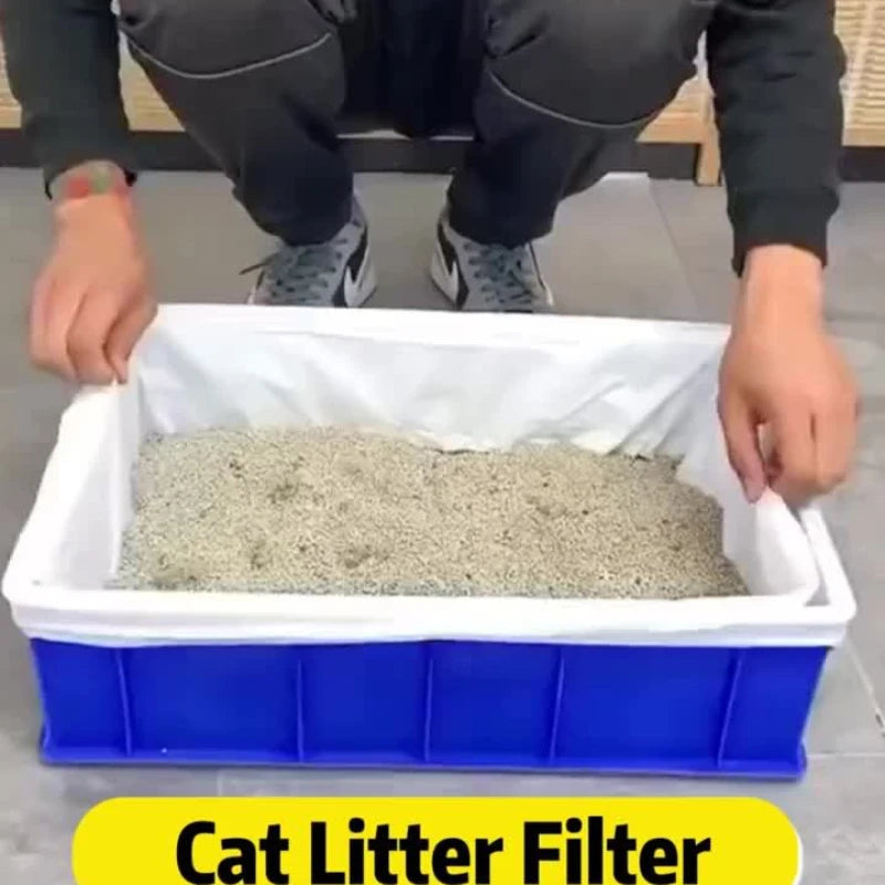 10pcs Washable Cat Litter Box Grid Filter Bags – Hands-Free Cat Litter Liner Nixie