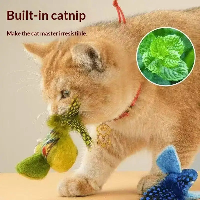 Cat Teaser Swing Toy – Bite-Resistant Realistic Bird 1/2/3 PCS