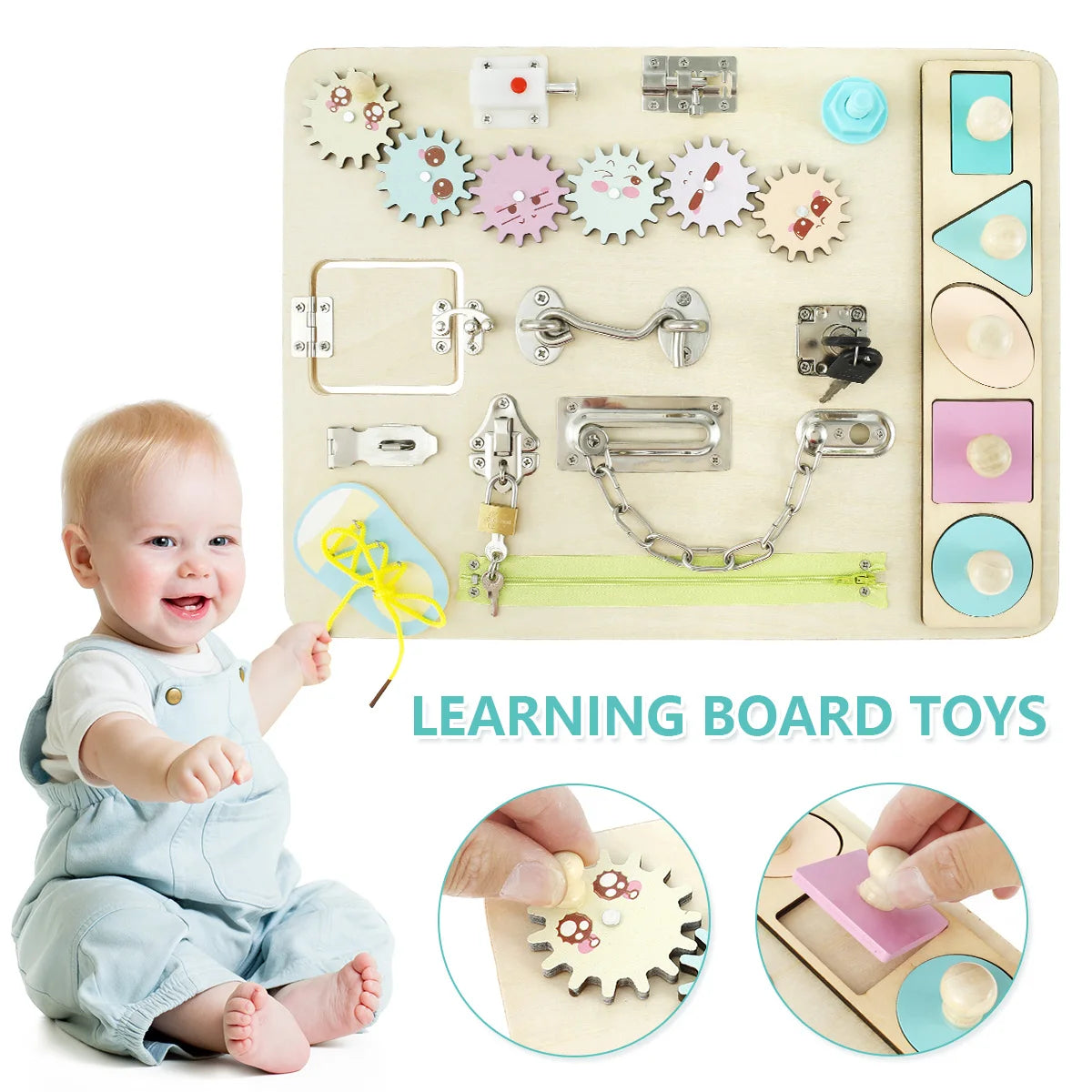 Montessori Busy Board Wooden Sensory Toy for Toddlers 1-3Y Montessori Busy Board Nixie