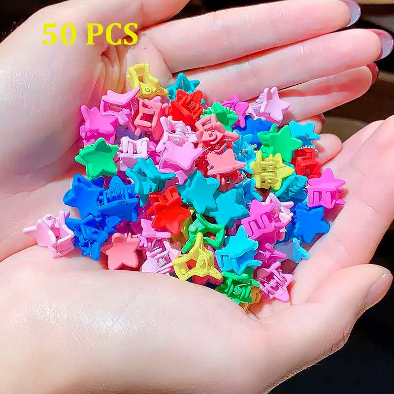 Kids Pentagram Hair Claws 50pcs Candy Colors with Bottle