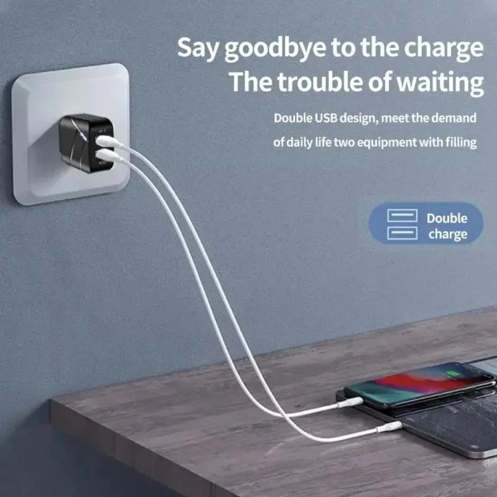 Dual USB-C 28W Fast Charging Travel Wall Charger – US & EU USB-C Wall Charger Nixie