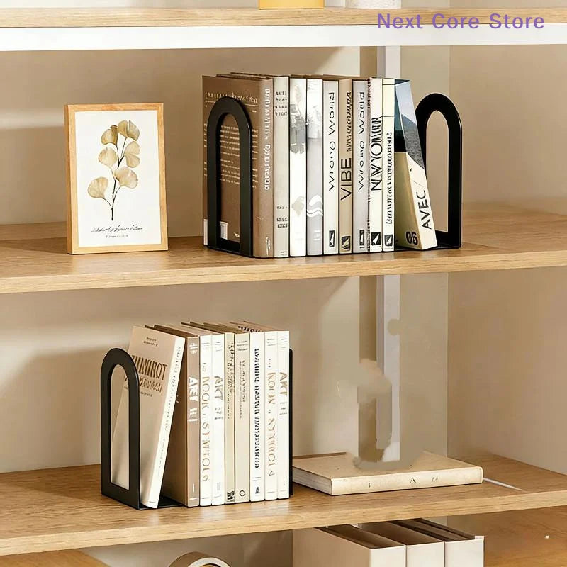 2Pcs L-Shaped Iron Bookends – Non-Slip Desk Book Holder Set Iron Bookends Nixie