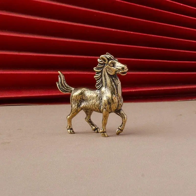 Brass Horse Figurine Miniature Copper Sculpture Desktop Décor