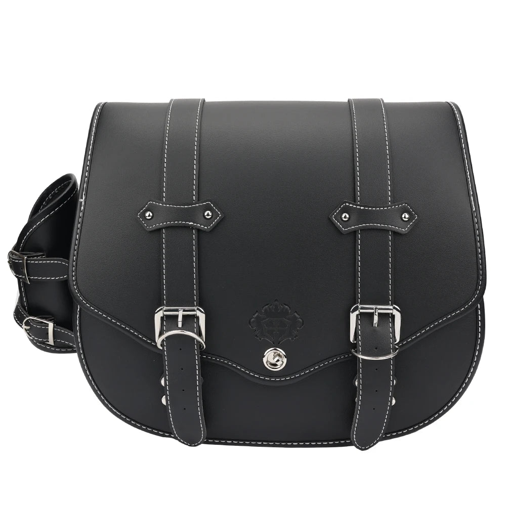 Motorcycle PU Leather Saddlebag | Waterproof Side Storage Bag Motorcycle Saddlebag Nixie Black