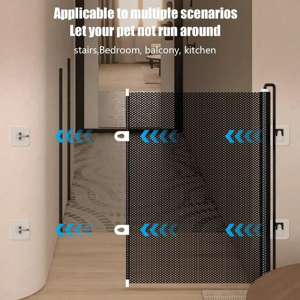 Retractable Mesh Pet Safety Gate for Dogs & Cats | No Drill Retractable Pet Gate Nixie