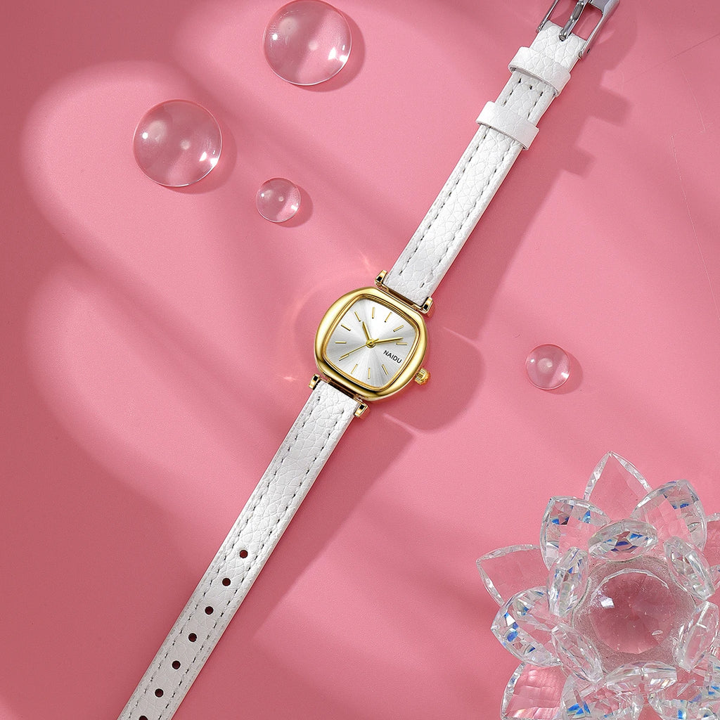 Naidu College Style Casual Quartz Watch – Leather Band Quartz Wristwatch Nixie