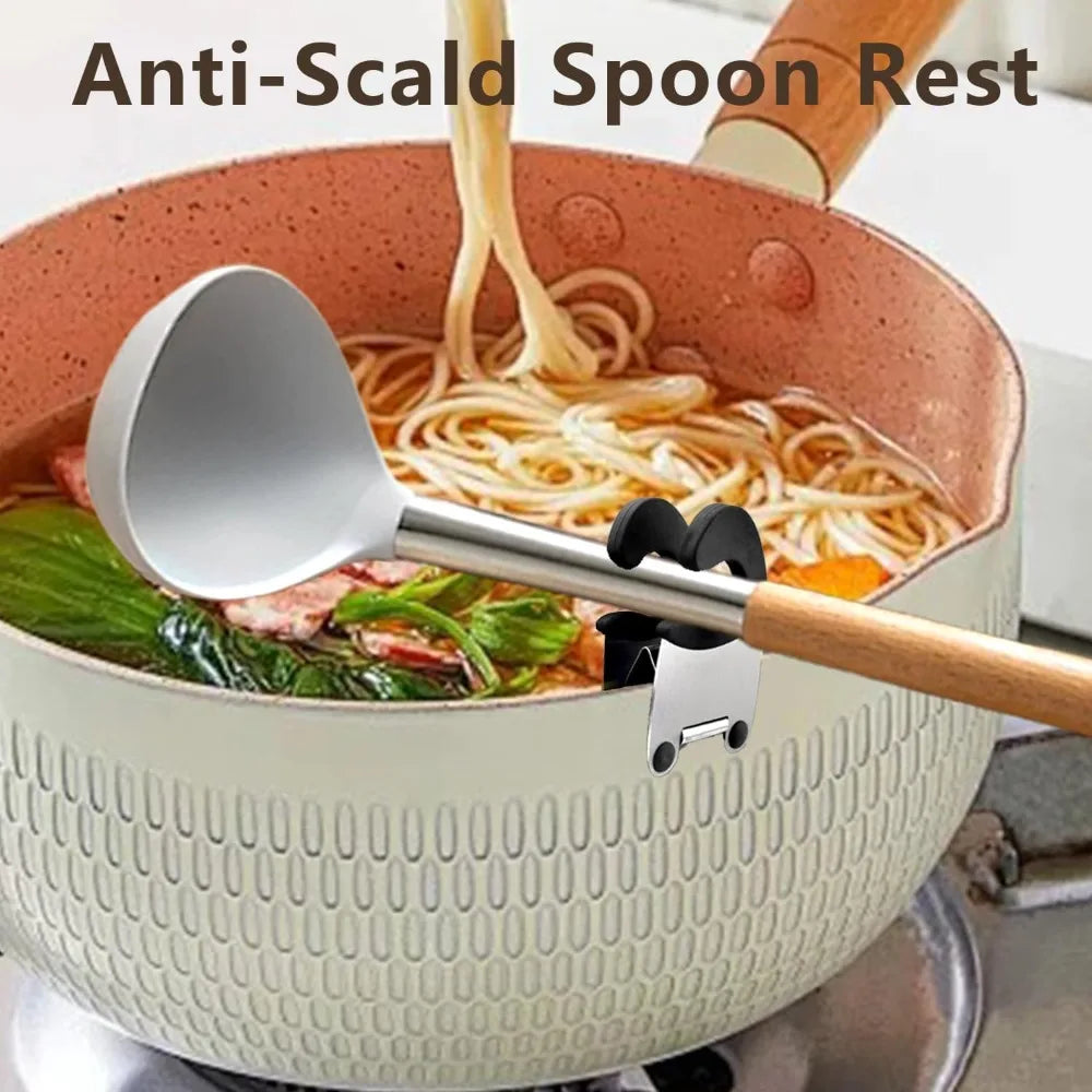 Stainless Steel Pot Clip Silicone Spoon & Spatula Holder Utensil Holder Clip Nixie