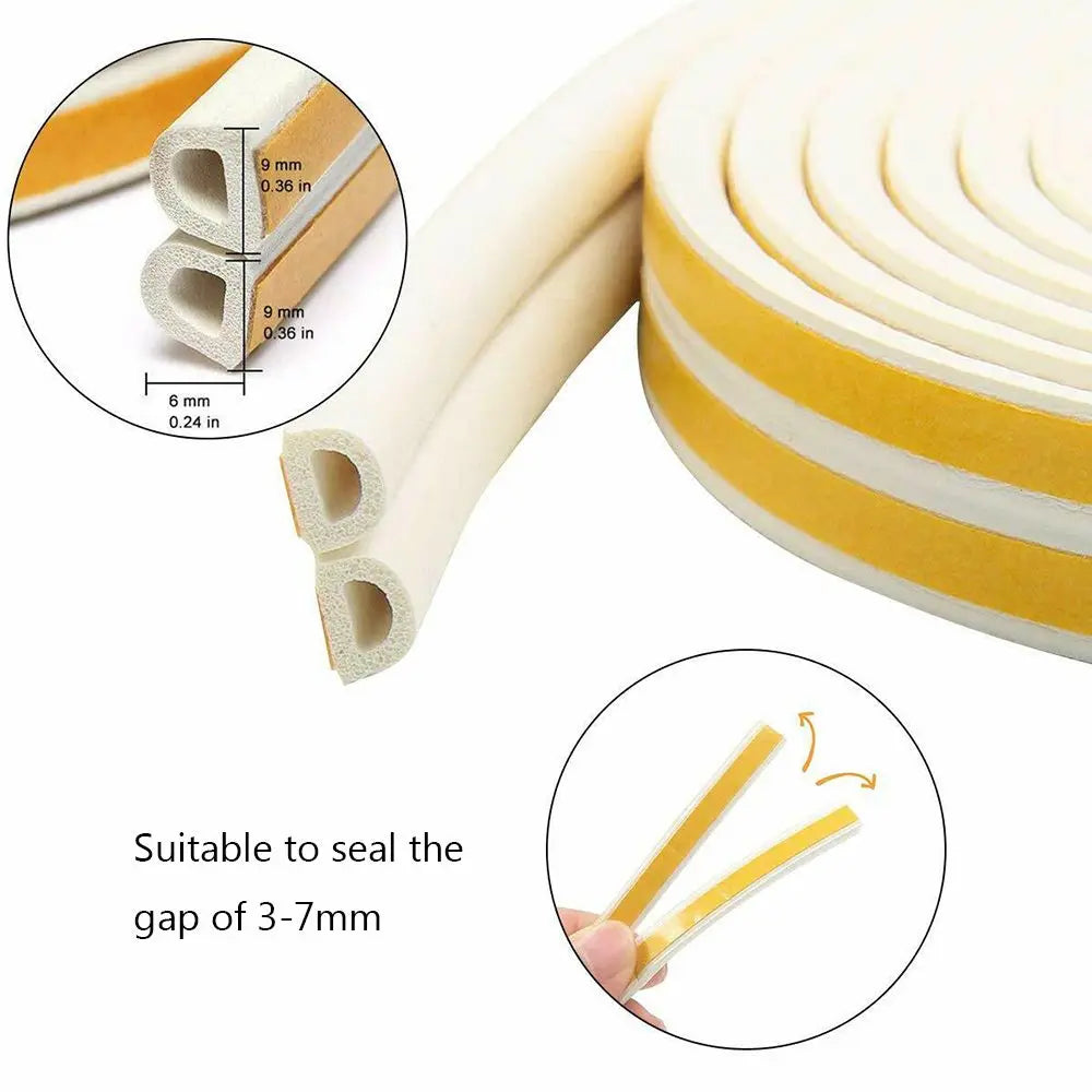 EPDM Foam Door & Window Seal Strip 5/10M – Draught Excluder Foam Weatherstrip Seal Nixie