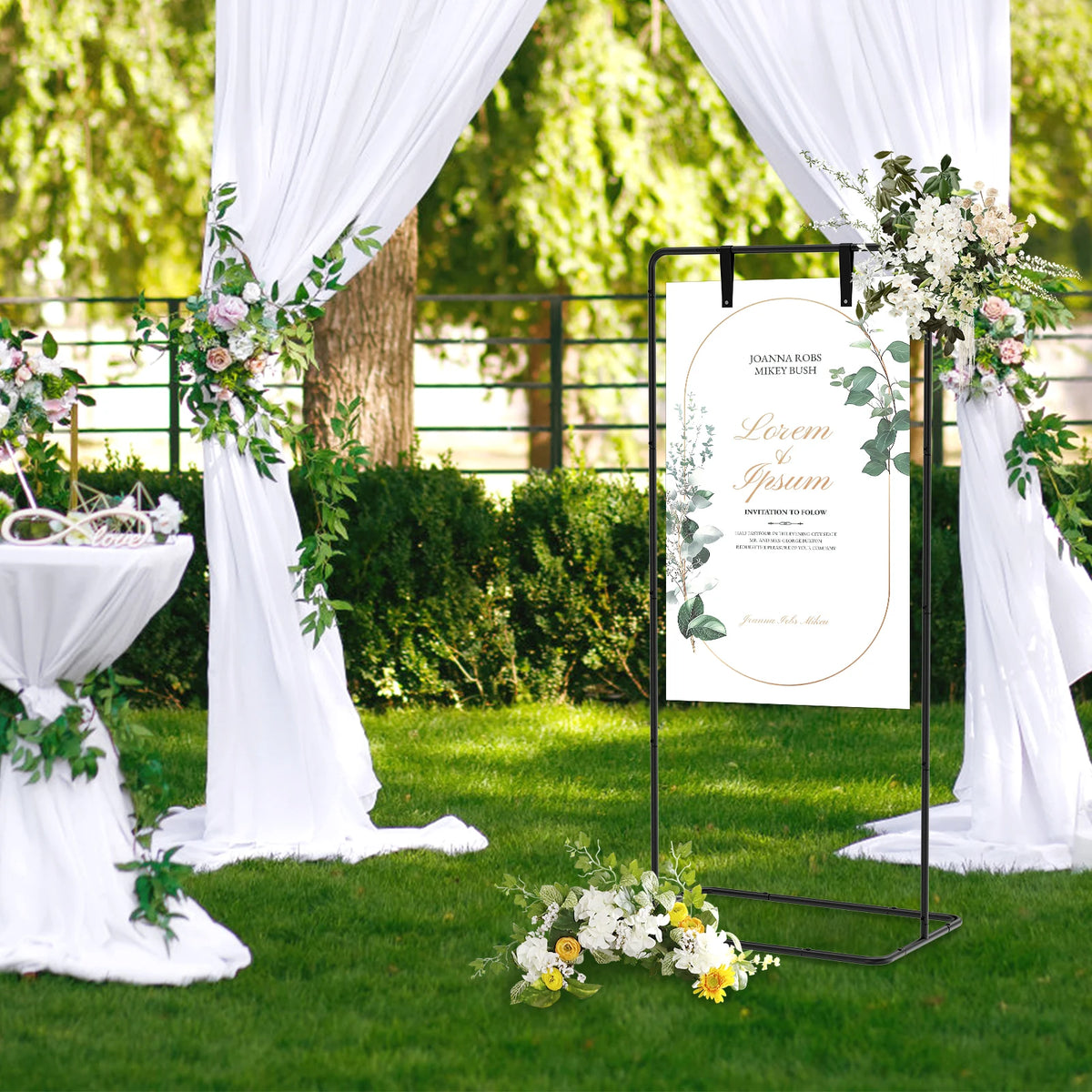 Wedding Welcome Sign Stand – Adjustable Metal Easel