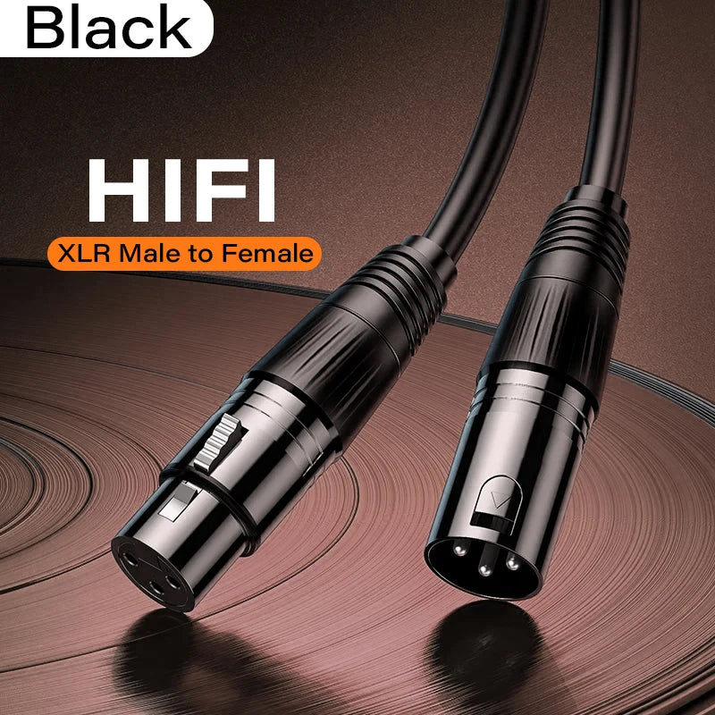 XLR Cable 3-Pin Balanced Male to Female Audio Extension Cord XLR Audio Cable Nixie black 1m