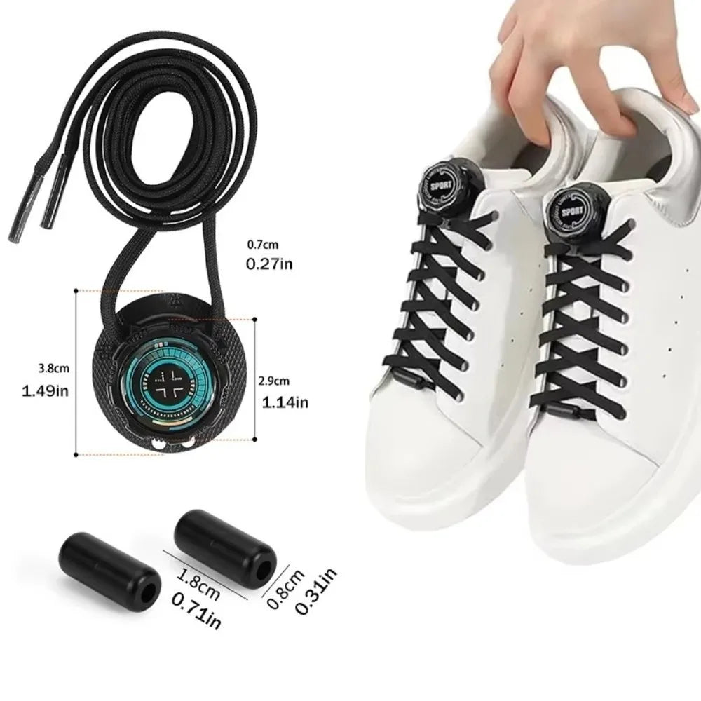 No-Tie Rotating Button Shoelaces | Wide Flat Quick-Adjust Laces