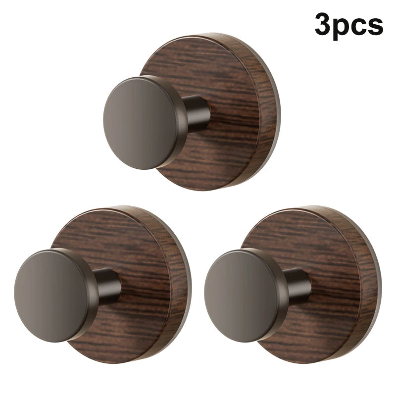 Walnut Wood Grain Suction Cup Hook | No-Drill Wall Hanger