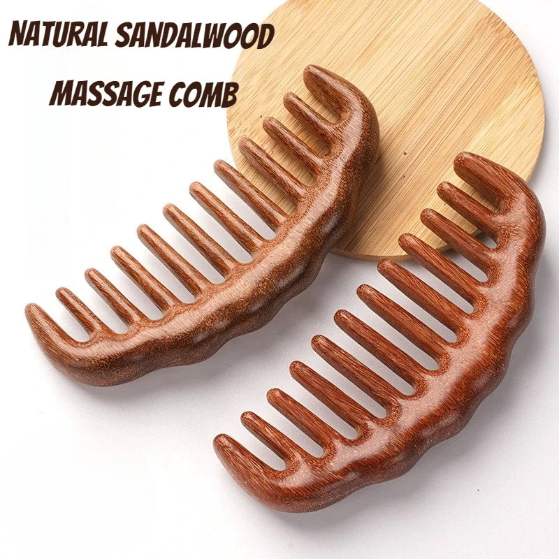 Natural Sandalwood Wide Tooth Detangling Comb | Anti-Static Wooden Hair Comb Nixie