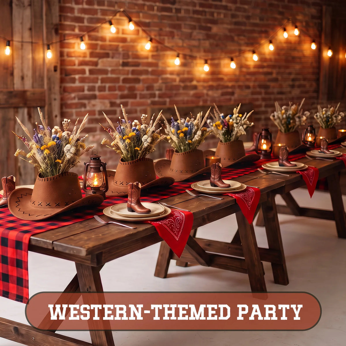 6Pcs Western Cowboy Hat Flower Vase Party Centerpiece Set Decorative Vase Set Nixie