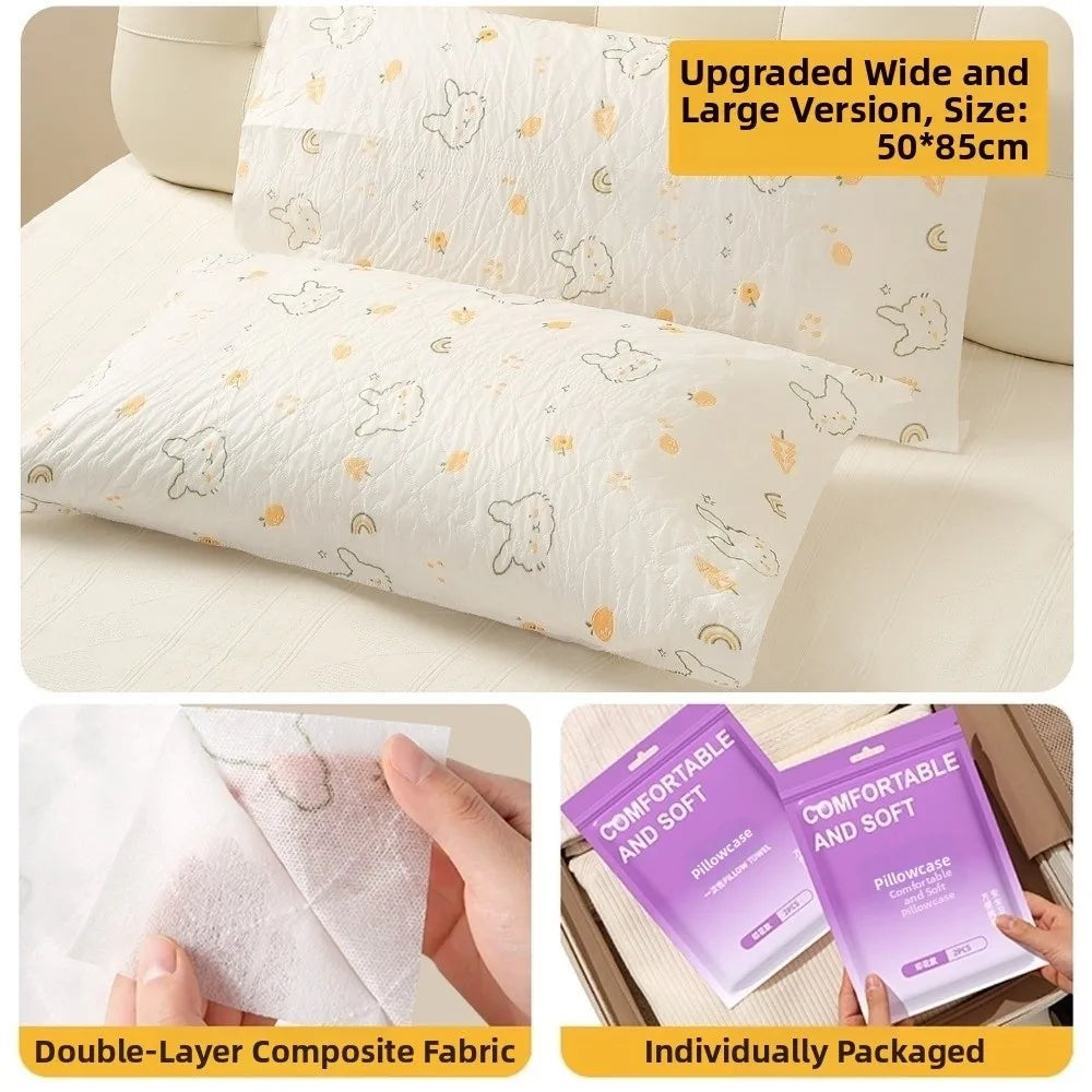 2-Pack Disposable Pillowcases – Soft, Breathable Double Layer Cover
