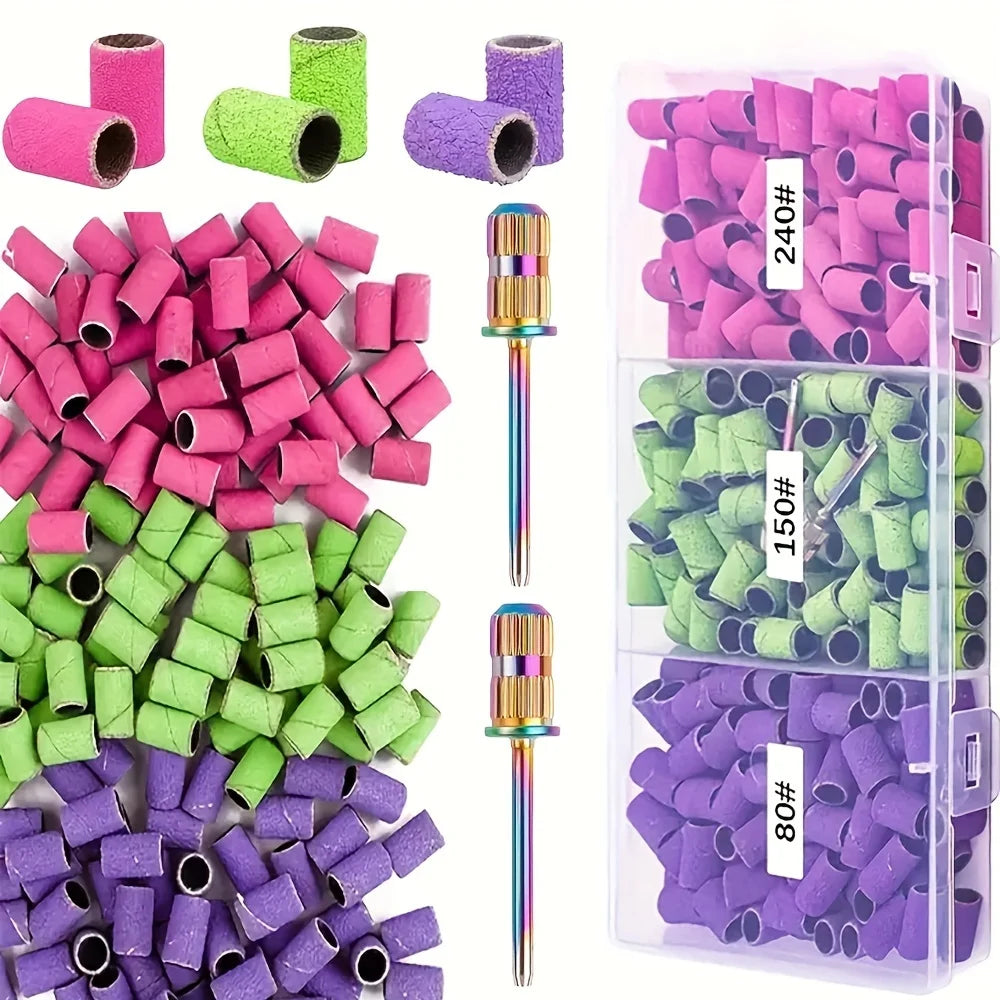 210pc Nail Sanding Bands #80/#150/#240 Grits + Drill Bits & Case Nail Sanding Band Kit Nixie Default Title