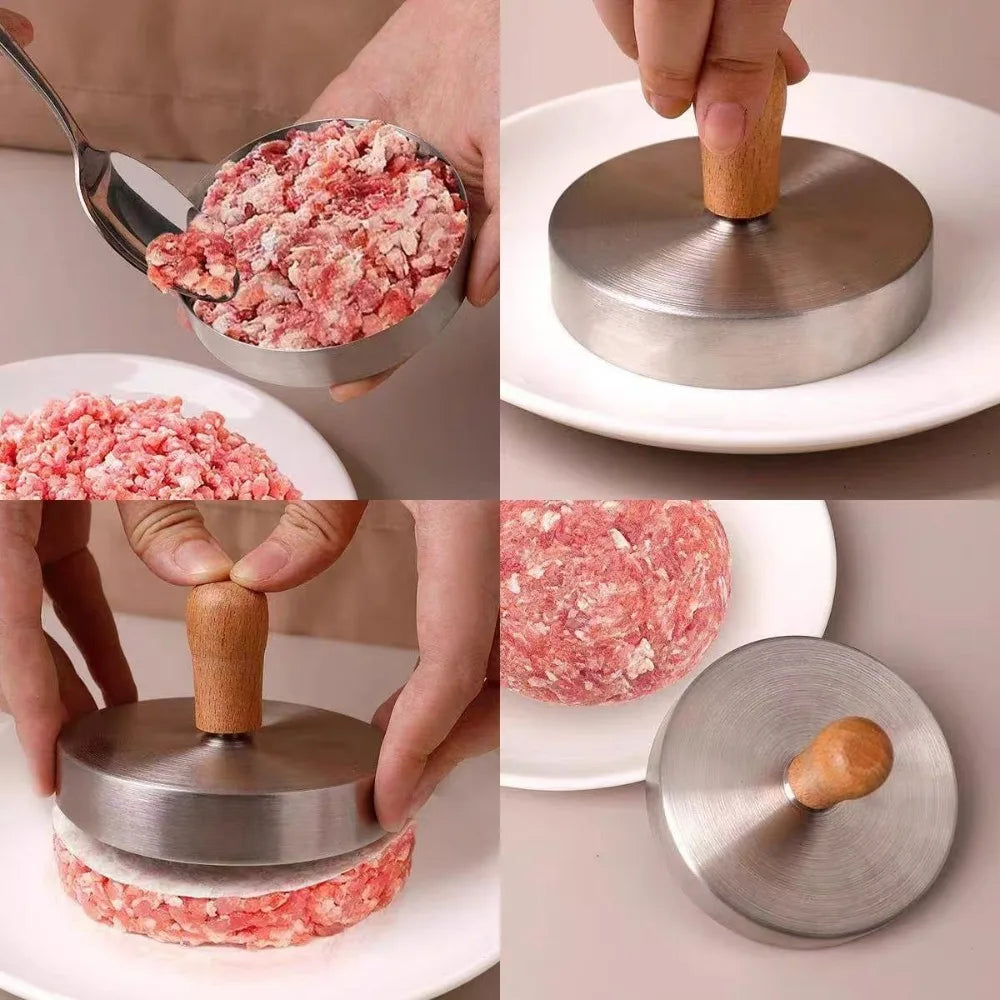 Stainless Steel Burger Press Patty Maker | Non-Stick BBQ Mold Burger Patty Maker Nixie