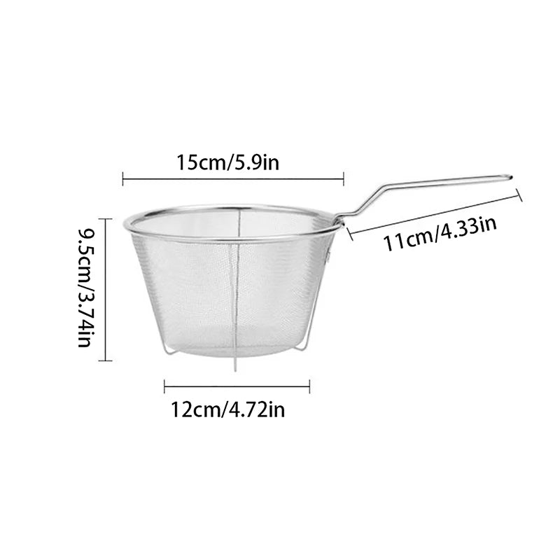 Stainless Steel Deep Fry Basket Round Wire Mesh Strainer Deep Fry Basket Nixie 15cm