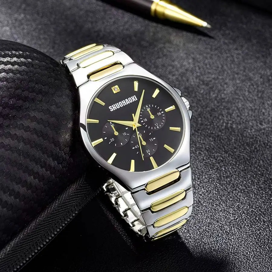 REBIRTH Men's Stainless Steel Quartz Watch – Waterproof Men's Quartz Watch Nixie