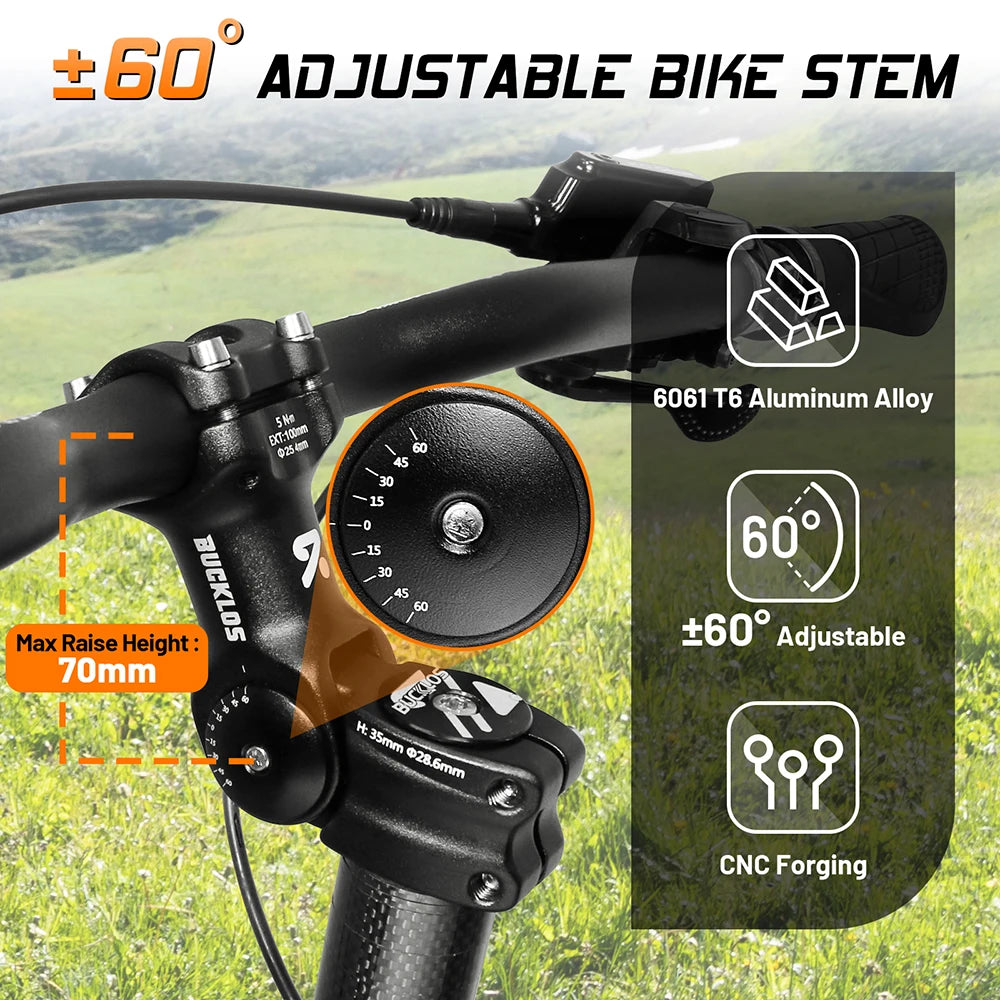 BUCKLOS Adjustable MTB BMX Bike Stem CNC Aluminum Alloy Adjustable Bike Stem Nixie