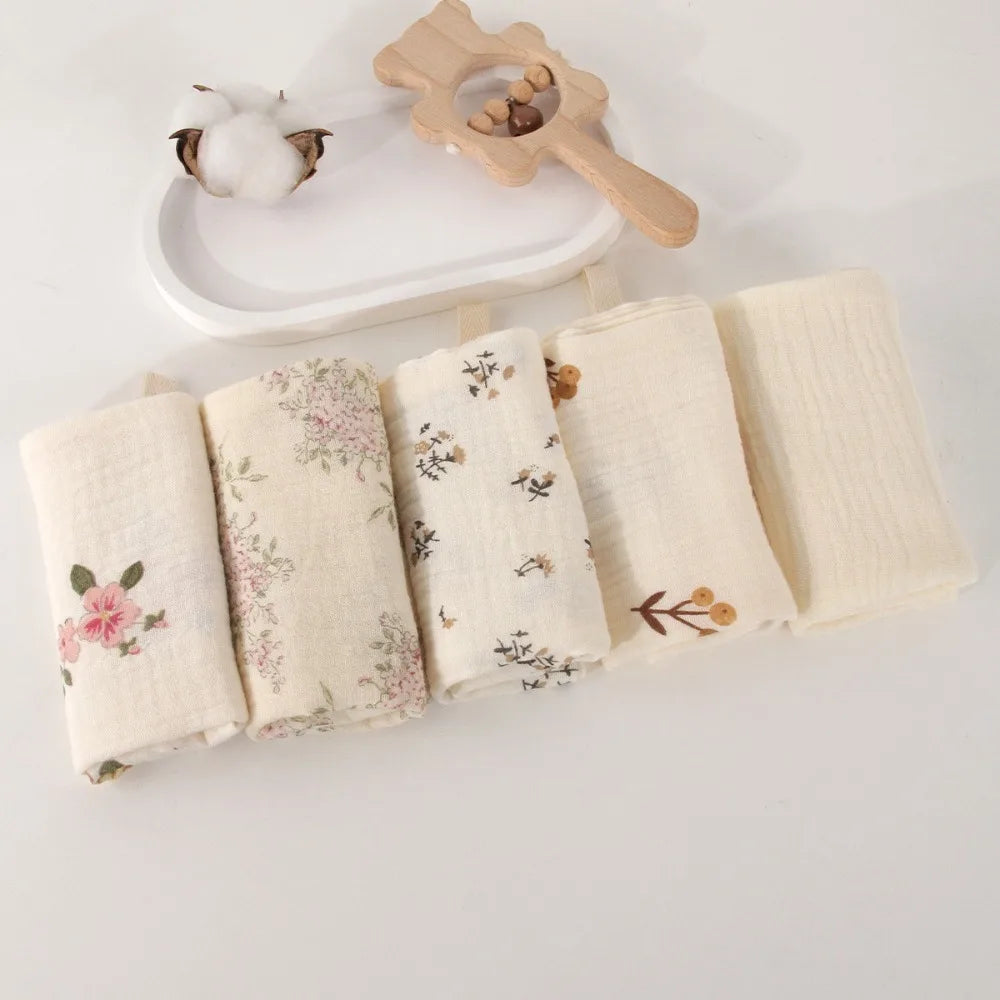 4-Layer Cotton Baby Washcloths – Soft Gauze Burp Cloths 3-5 Pack