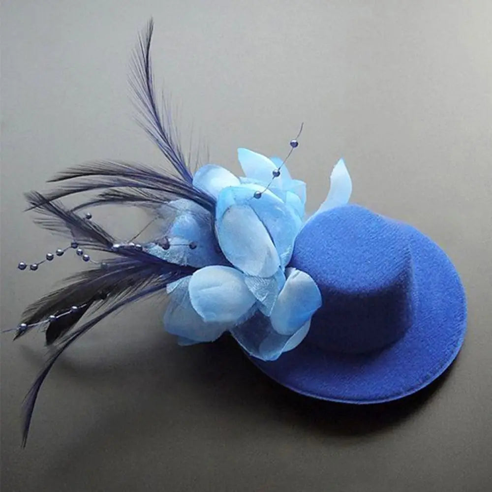 Kids Fascinator Hat 13cm Feather Flower Pillbox Hair Clip