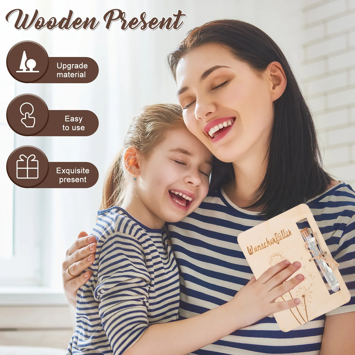 4Pcs Wooden Money Holder Cards with Test Tubes – Gift Set Gift Card Holder Nixie