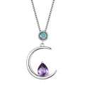 Aquamarine Blue Glass & Simulated Opal Pendant Necklace Pendant Necklace Nixie PurPle