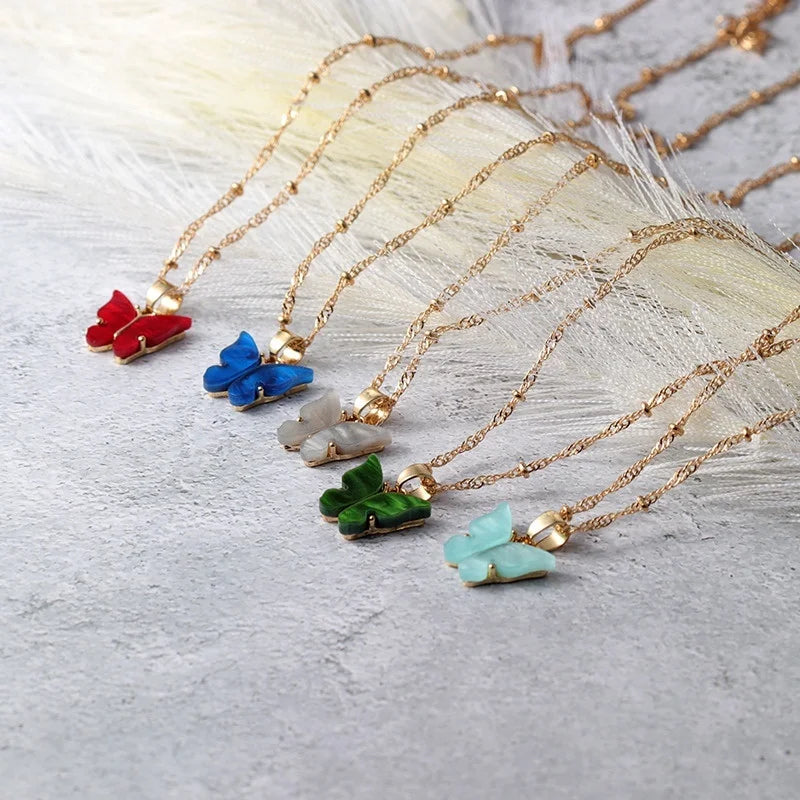 Butterfly Glass Pendant Necklace – Lead-Free & Hypoallergenic Pendant Necklace Nixie
