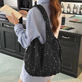 Korean Star Pattern Tote Bag – Large Shoulder Bag | Nixie Tote Shoulder Bag Nixie Black