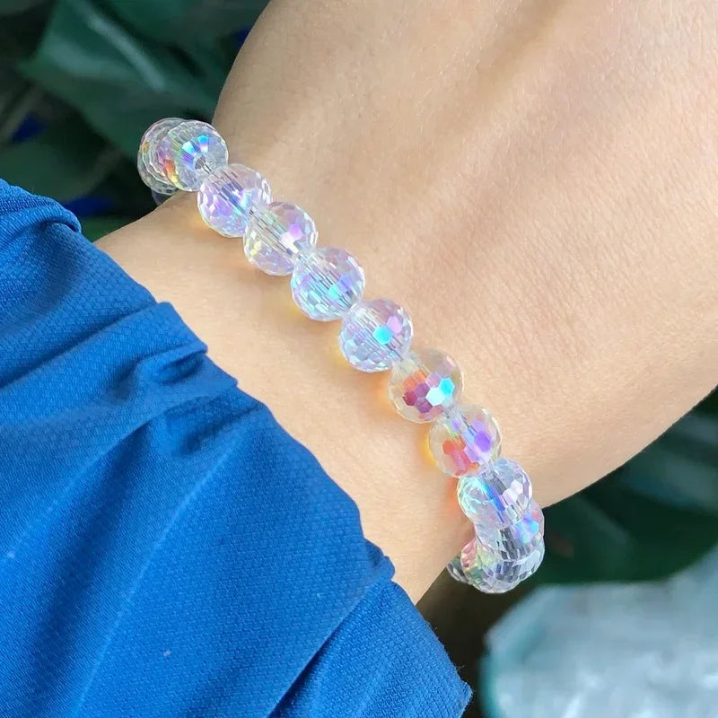50PCS 8mm AB Crystal Glass Round Faceted Beads – Jewelry Making Crystal Craft Beads Nixie