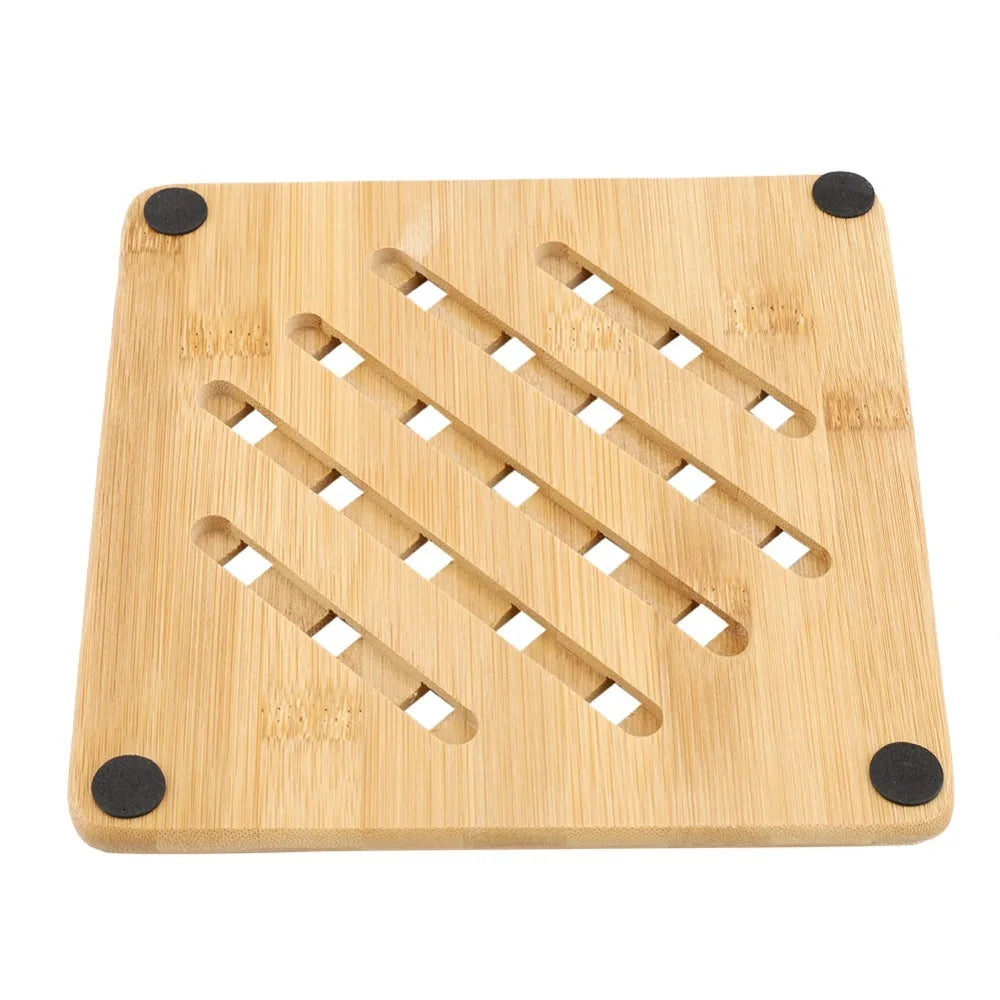 Bamboo Placemat Heat Resistant Hollow Insulation Dish Mat Bamboo Trivet Mat Nixie