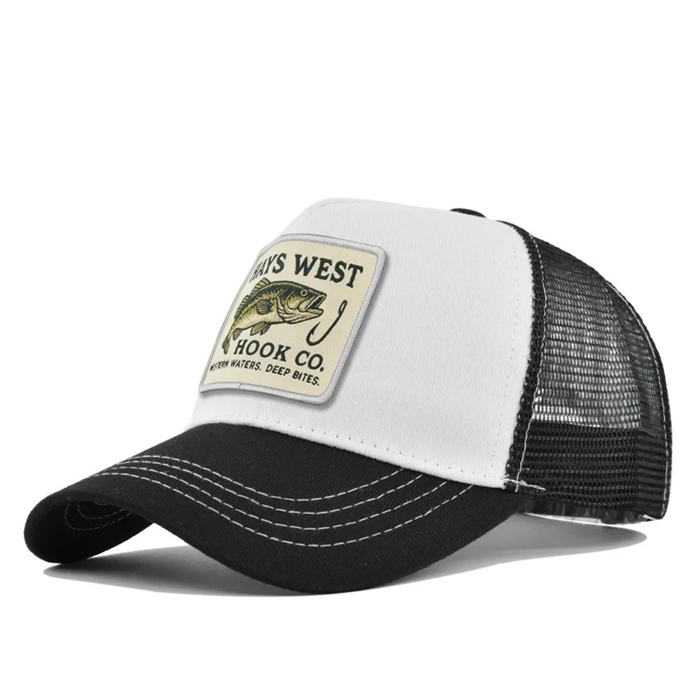 Fishing Embroidery Trucker Hat | Breathable Mesh Baseball Cap Trucker Baseball Cap Nixie