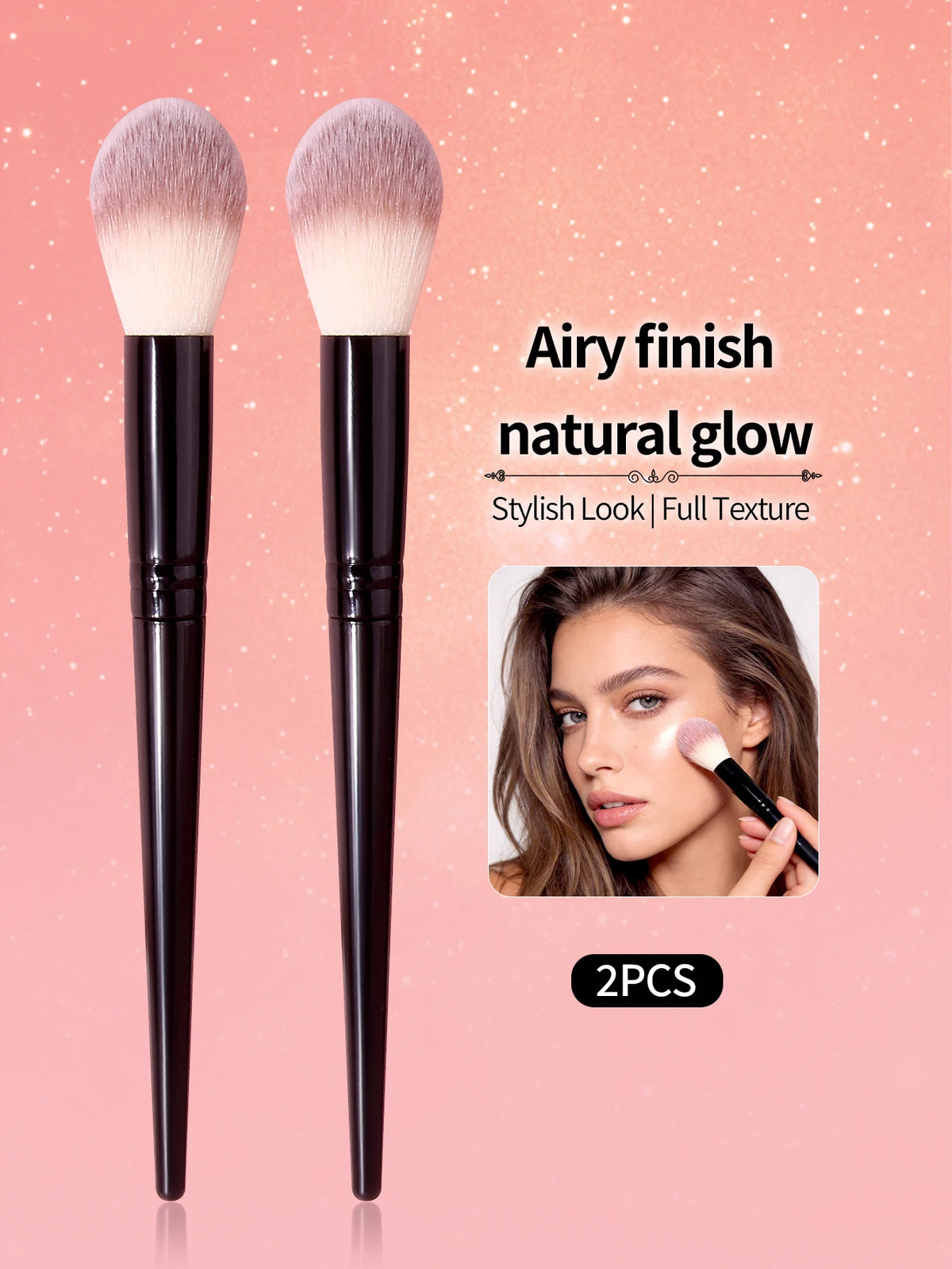 2-Pack Flame Shape Blush Highlighter & Contour Makeup Brushes Makeup Brush Set Nixie