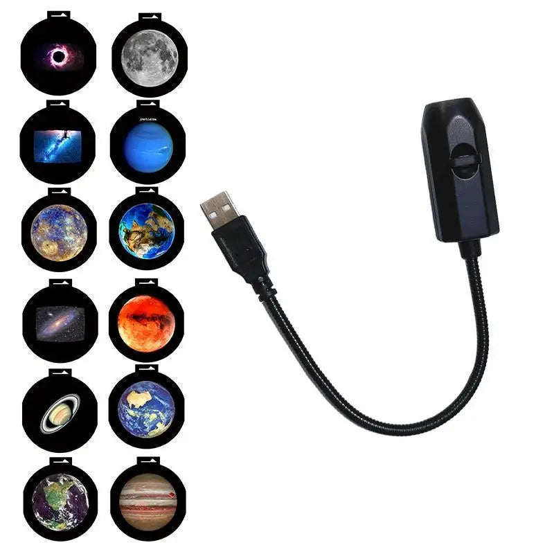 360° USB Moon Earth Projector Night Light | LED Starry Sky Lamp Projector Night Light Nixie C