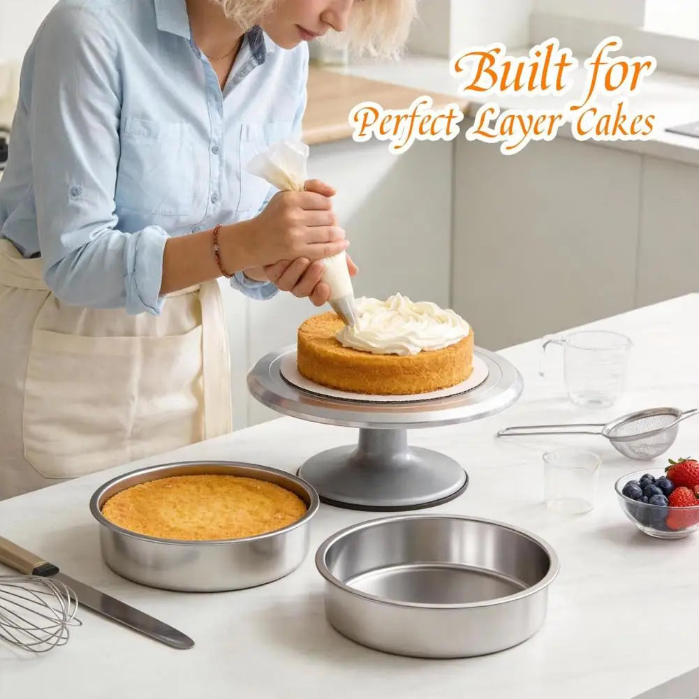 Stainless Steel Round Cake Mold – Even Heating Baking Pan Round Cake Mold Nixie