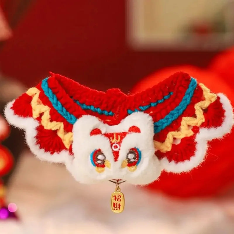 Lion Dance Cat Tie Collar – Chinese New Year Knit Pet Scarf Pet Collar Scarf Nixie