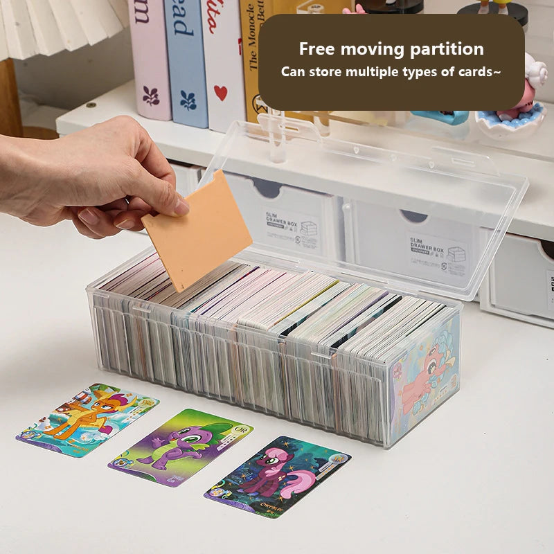 Clear Card Storage Box – Holds 550+ Cards & Adjustable Dividers Card Storage Organizer Nixie