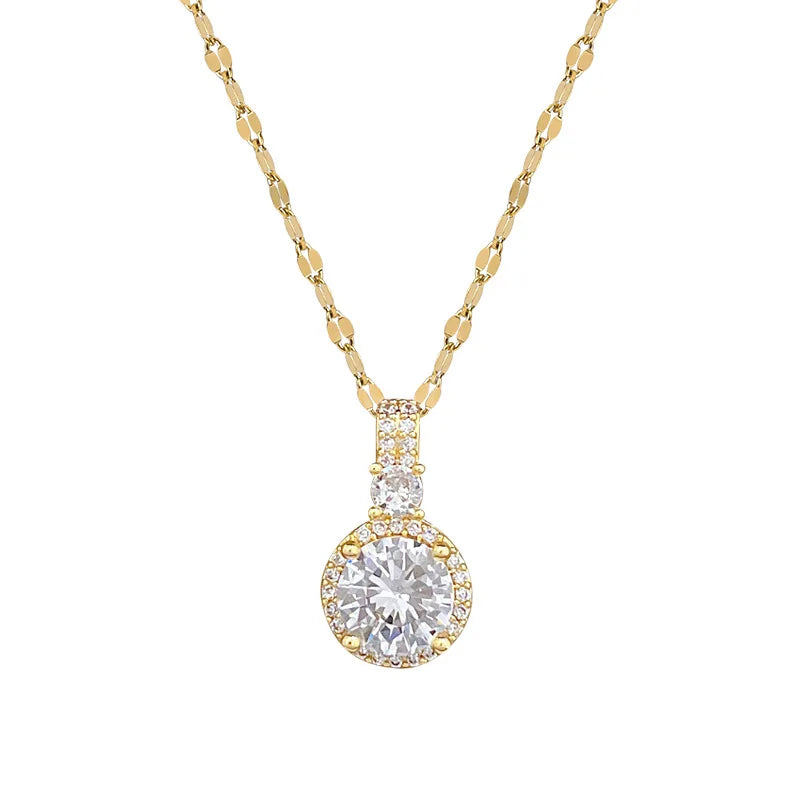 Sparkling Zircon Clavicle Pendant Necklace Gold Plated Women Pendant Necklace Nixie