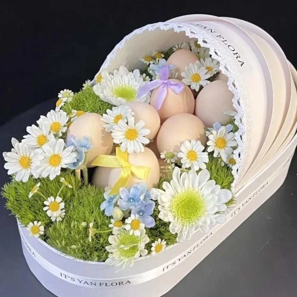 Baby Shower Gift Box – Flower & Moon Cake Basket | Blue Pink Gift Box Basket Nixie