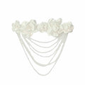 Hand Sewn Beaded Flower Applique Satin DIY Garment Decal Beaded Fabric Applique Nixie White
