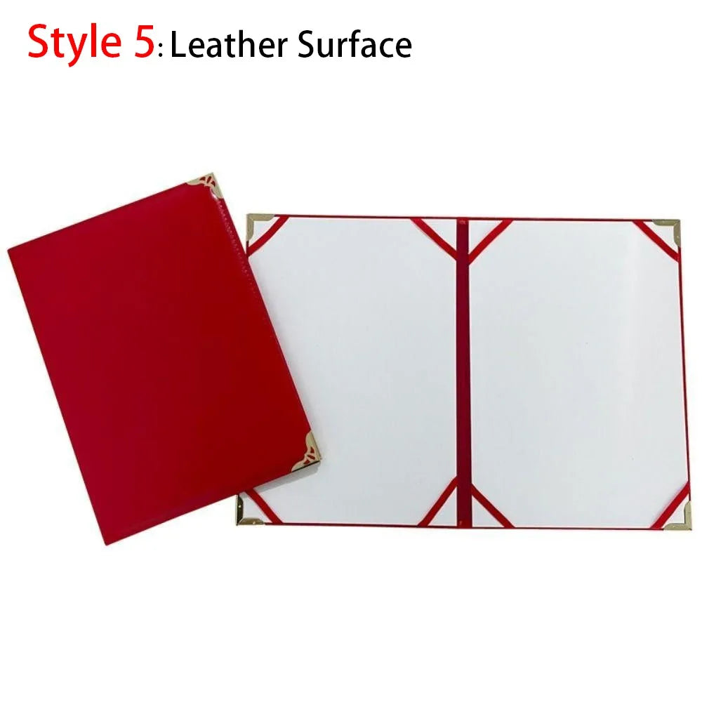 PU Leather Hardcover Document Folder A3/A4 Certificate Cover